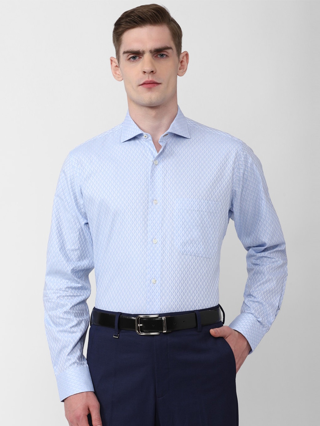 

Van Heusen Geometric Printed Pure Cotton Formal Shirt, Blue