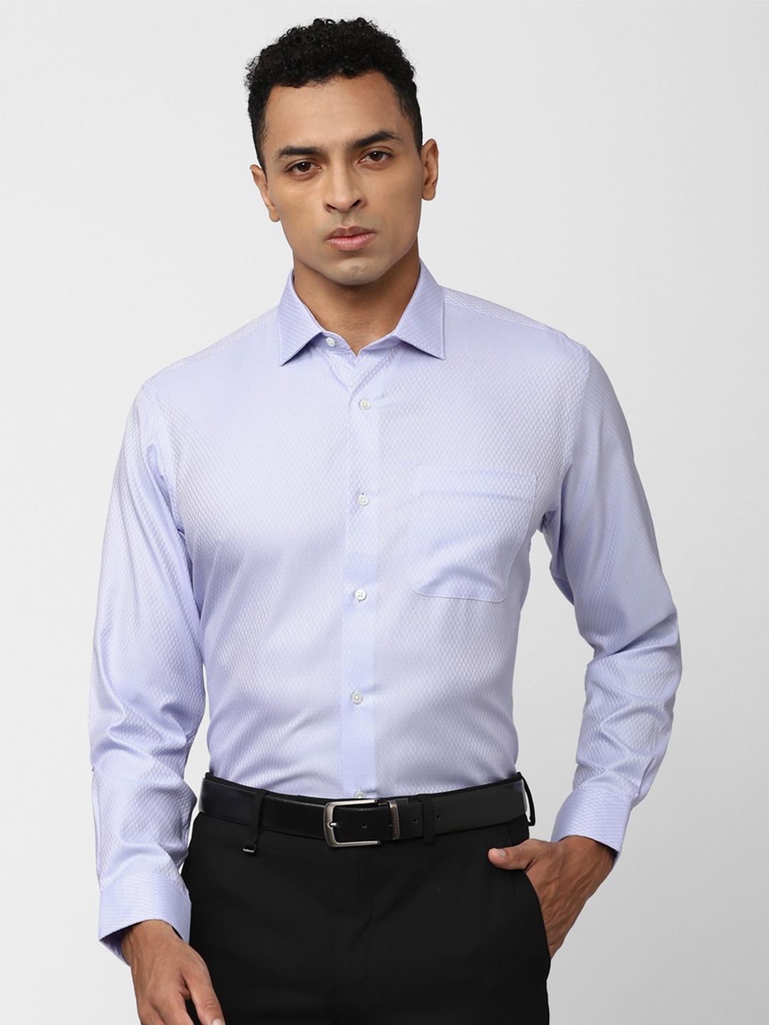 

Van Heusen World Wear Textured Spread Collar Cotton Formal Shirt, Purple