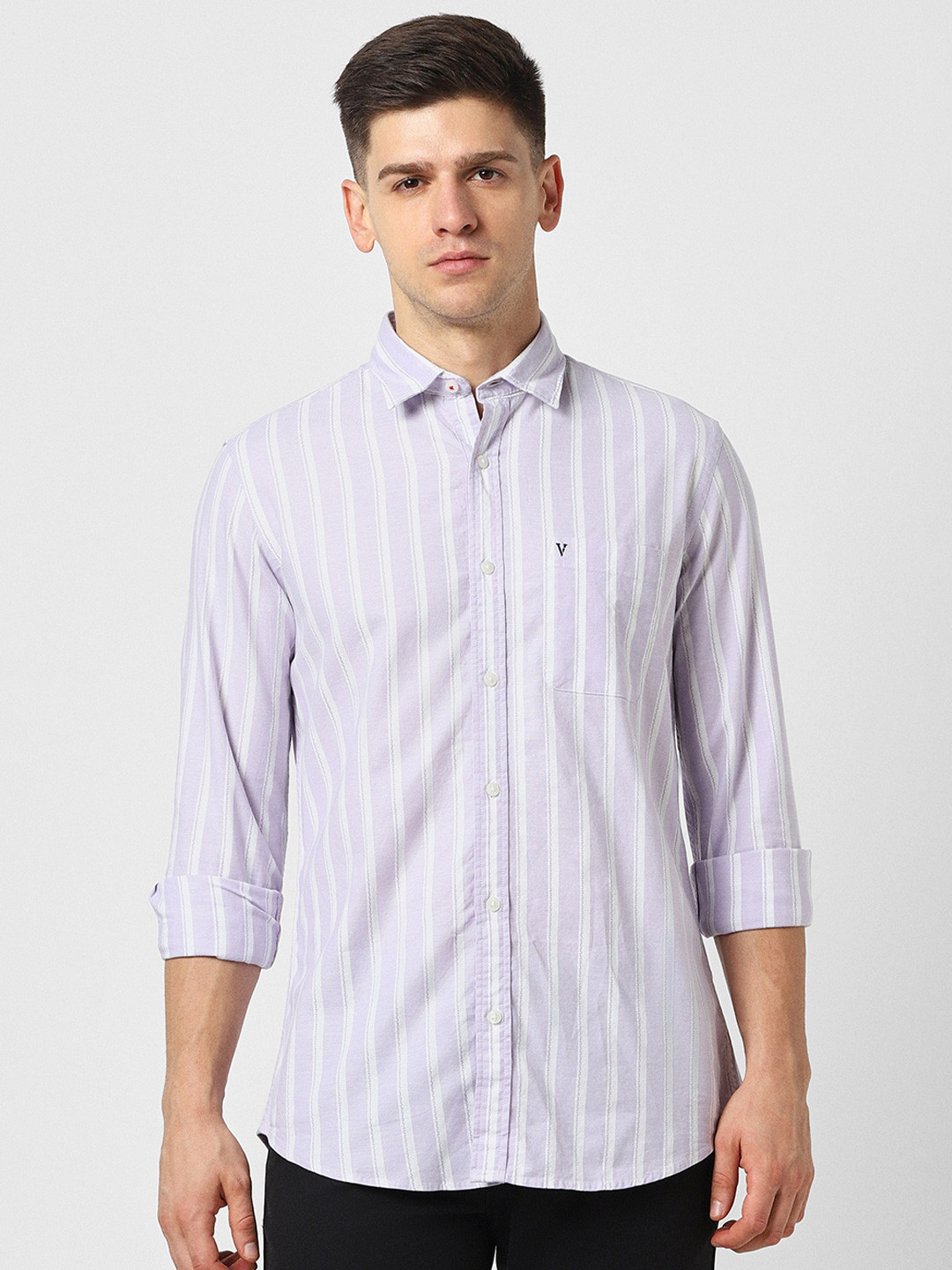 

Van Heusen Sport Slim Fit Vertical Striped Casual Shirt, Purple
