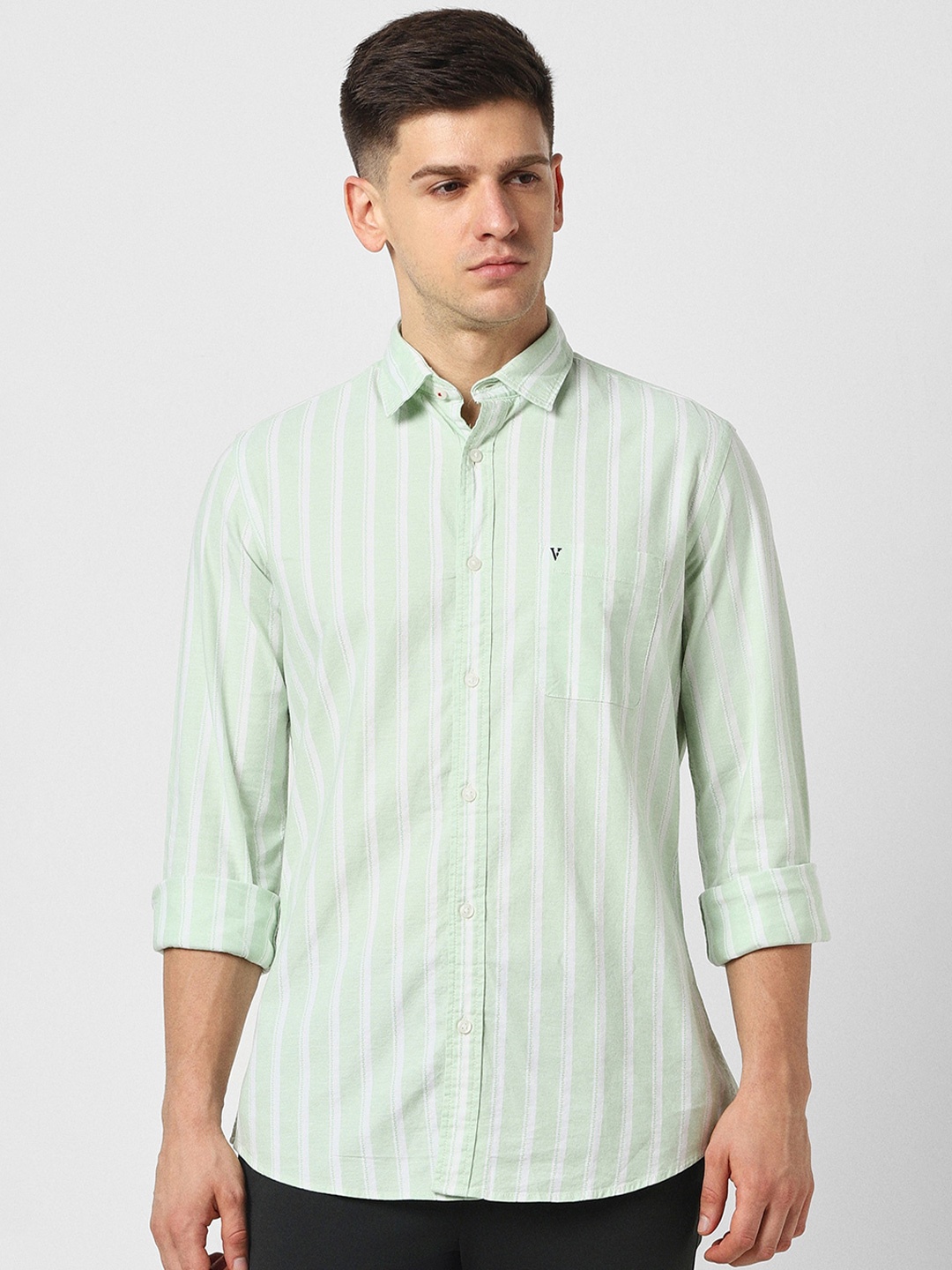 

Van Heusen Sport Slim Fit Vertical Striped Casual Shirt, Green