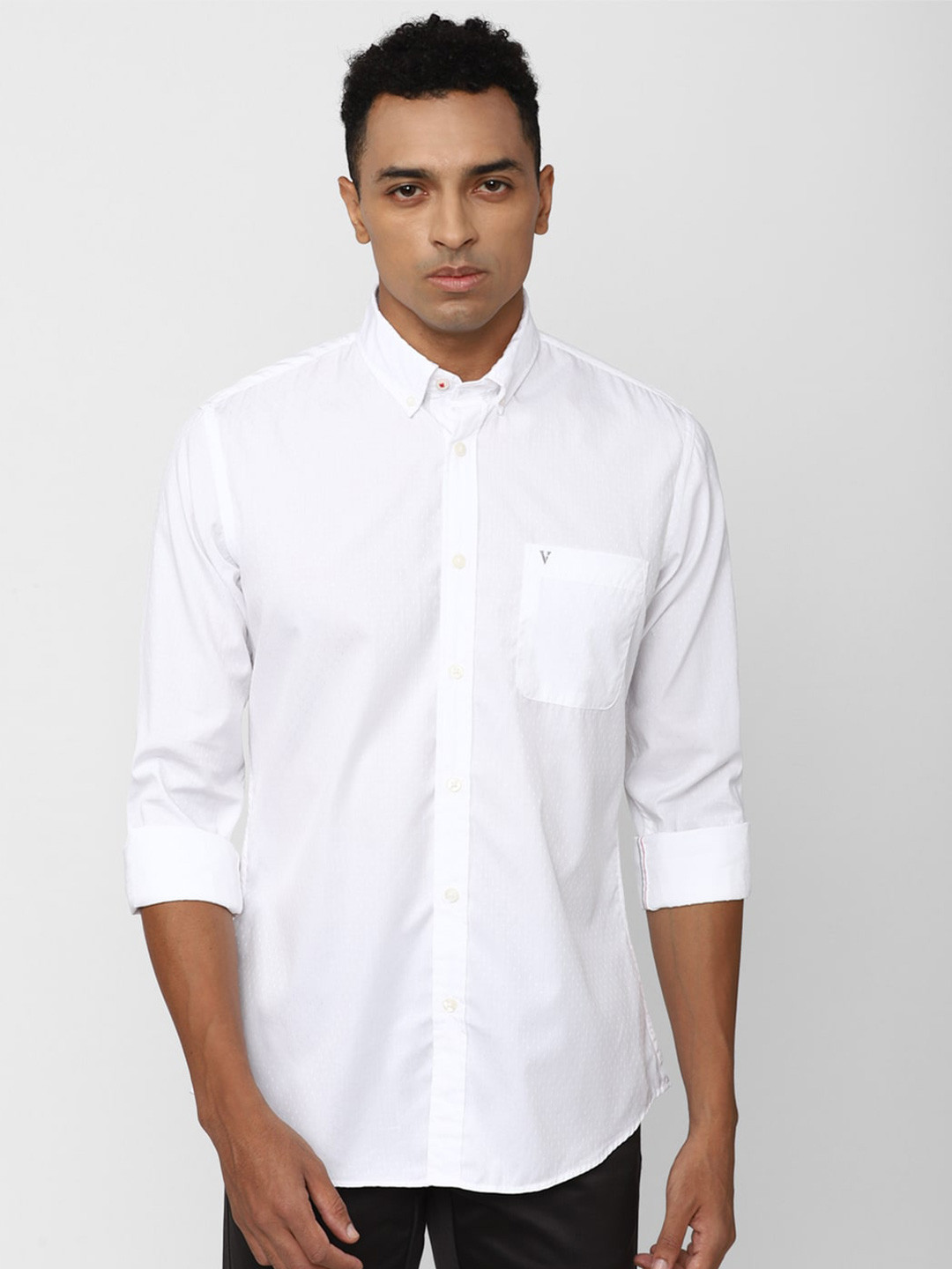 

Van Heusen Sport Slim Fit Self Deisgn Button-Down Collar Pure Cotton Casual Shirt, White