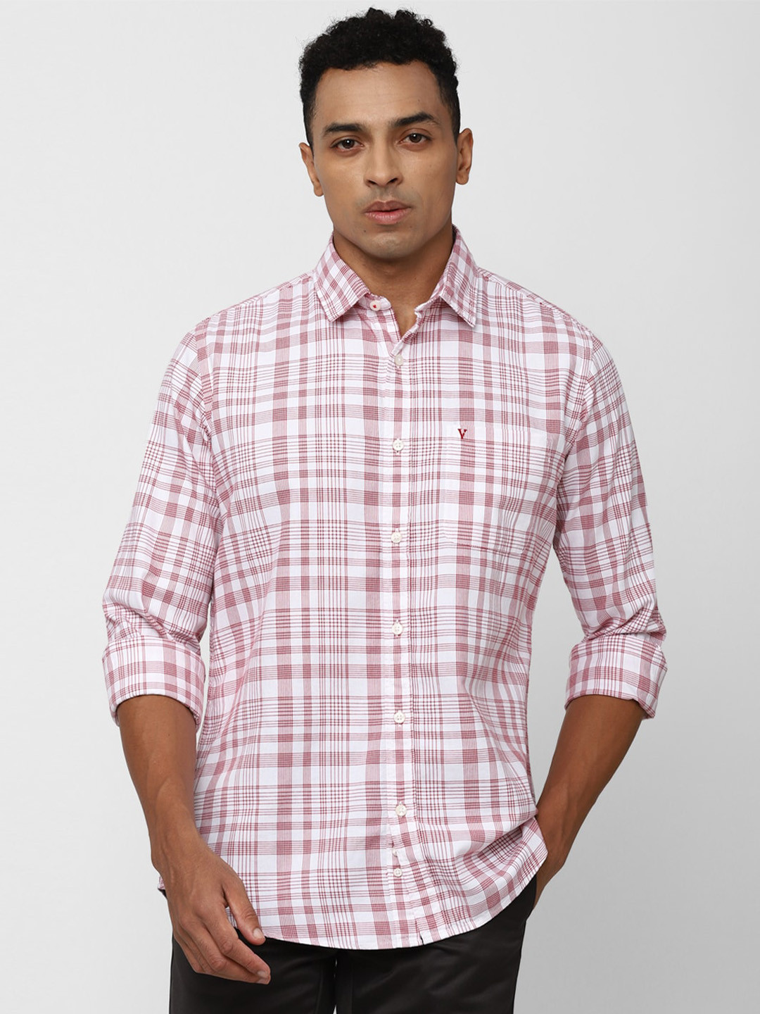 

Van Heusen Sport Slim Fit Tartan Checked Pure Cotton Casual Shirt, Pink