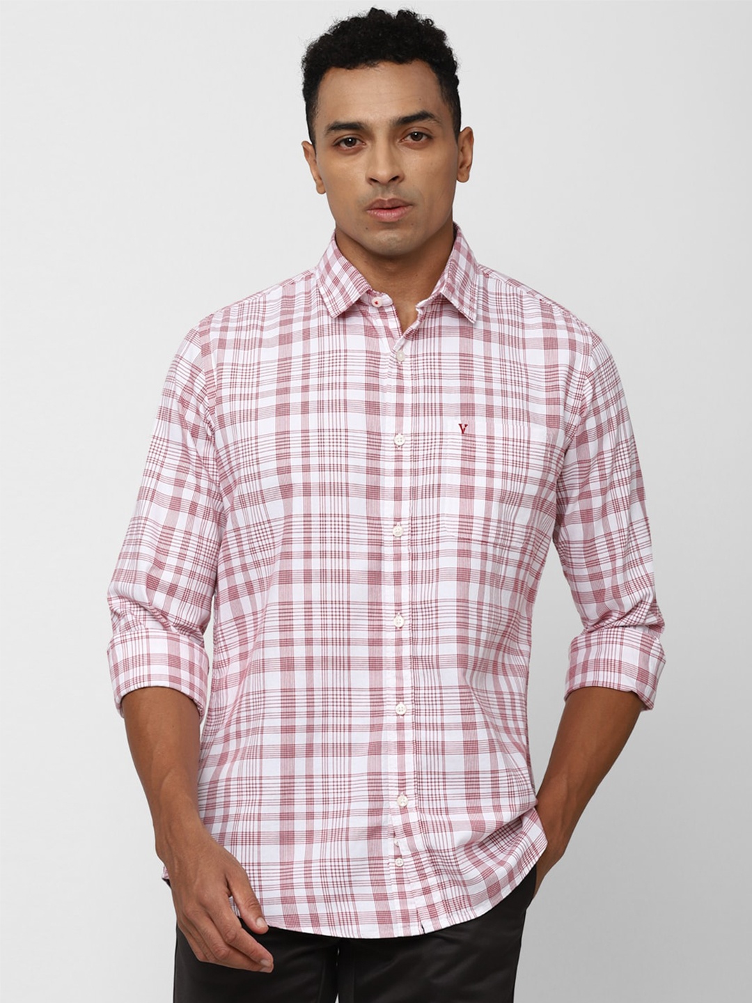 

Van Heusen Sport Slim Fit Tartan Checked Pure Cotton Casual Shirt, Pink