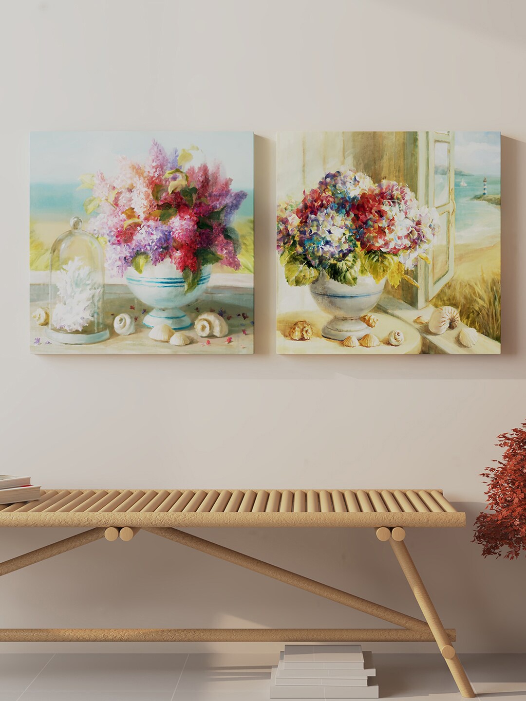 

Art Street Pink & Blue 2-Pieces Hydrangeas Printed Framed Wall Art