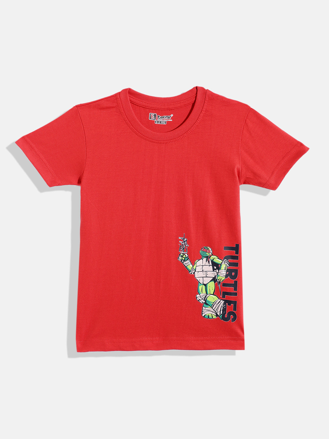 

Eteenz Boys Premium Cotton Mutant Ninja Turtle & Typography Printed T-shirt, Red