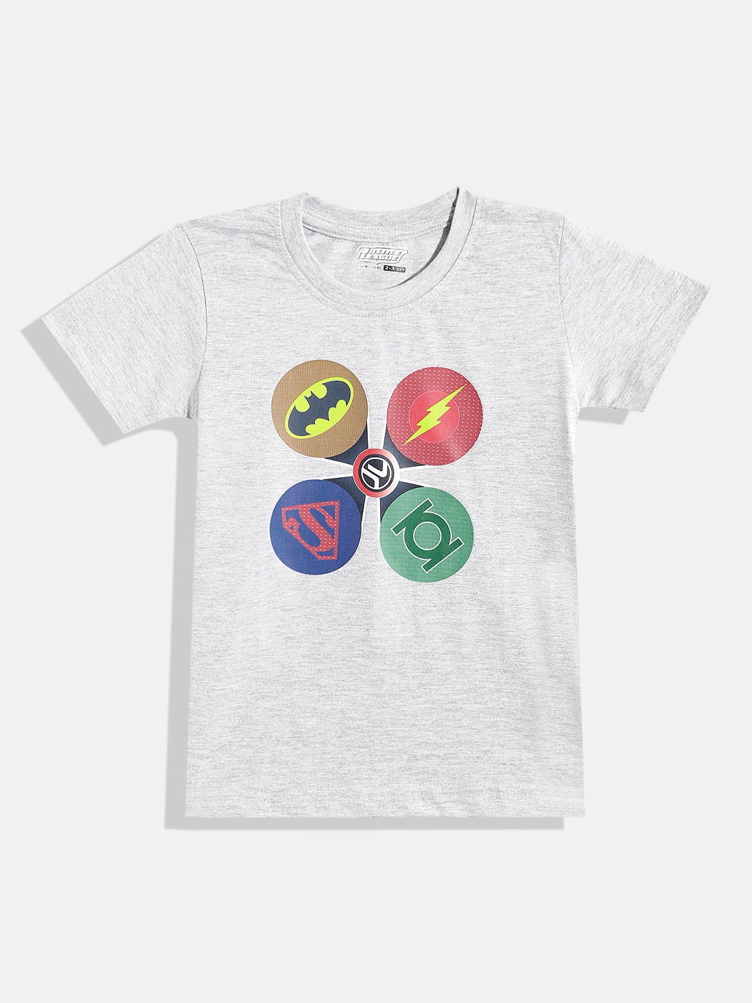 

Eteenz Boys Premium Cotton Justice League Printed T-shirt, Grey