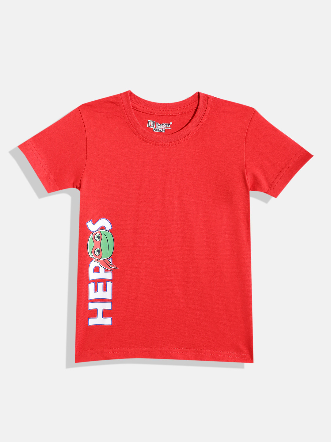 

Eteenz Boys Premium Cotton Mutant Ninja Turtle & Typography Printed T-shirt, Red