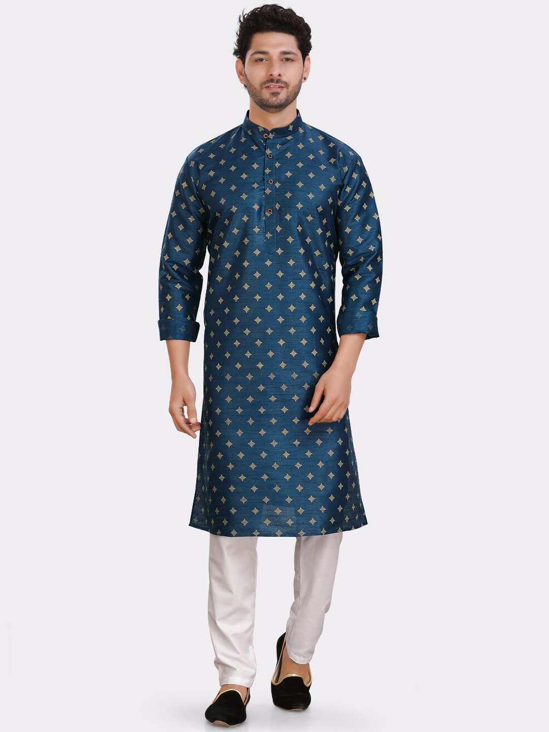 

SHIWAM ETHNIX Men Woven Design Kurta With Pyjamas, Blue