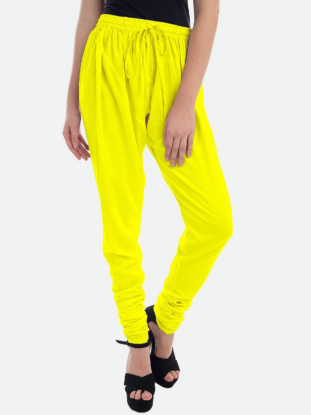 

PATRORNA Women Tie-Up Churidar, Yellow