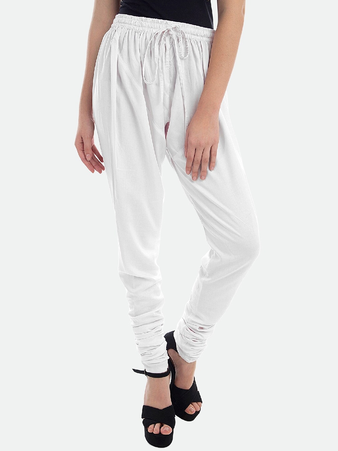 

PATRORNA Women Regular Fit Mid-Rise Churidar, White