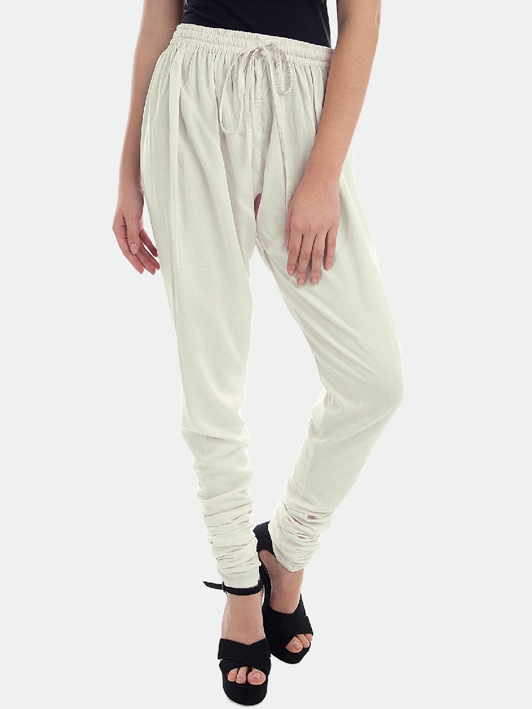 

PATRORNA Women Regular Fit Mid-Rise Churidar, Off white