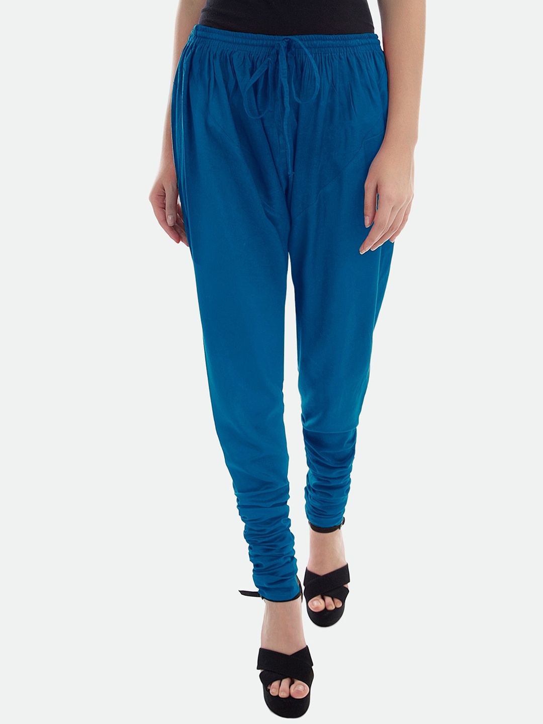 

PATRORNA Women Straight Fit Tie-Up Churidar, Blue