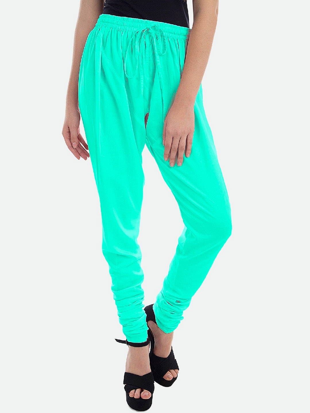 

PATRORNA Women Straight Fit Tie-Up Churidar, Green