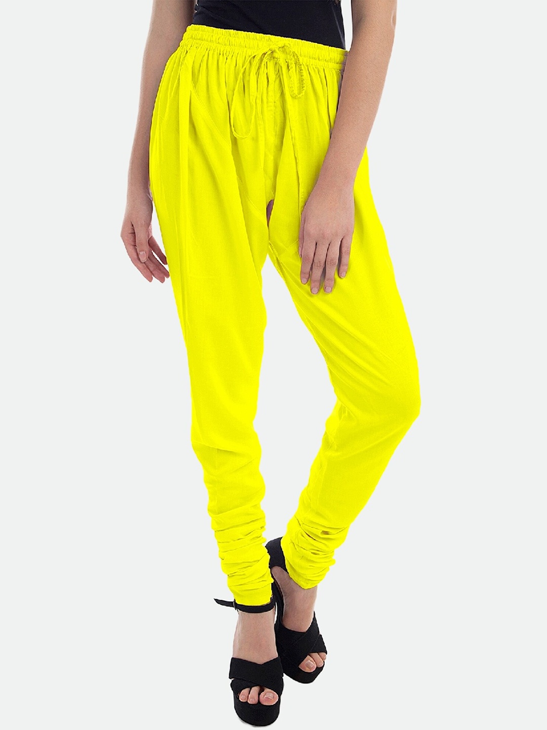 

PATRORNA Women Solid Mid Rise Regular Fit Churidhar, Yellow