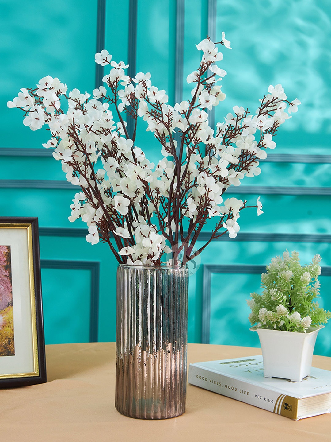 

BS AMOR White Gypsophila Flower With Vase