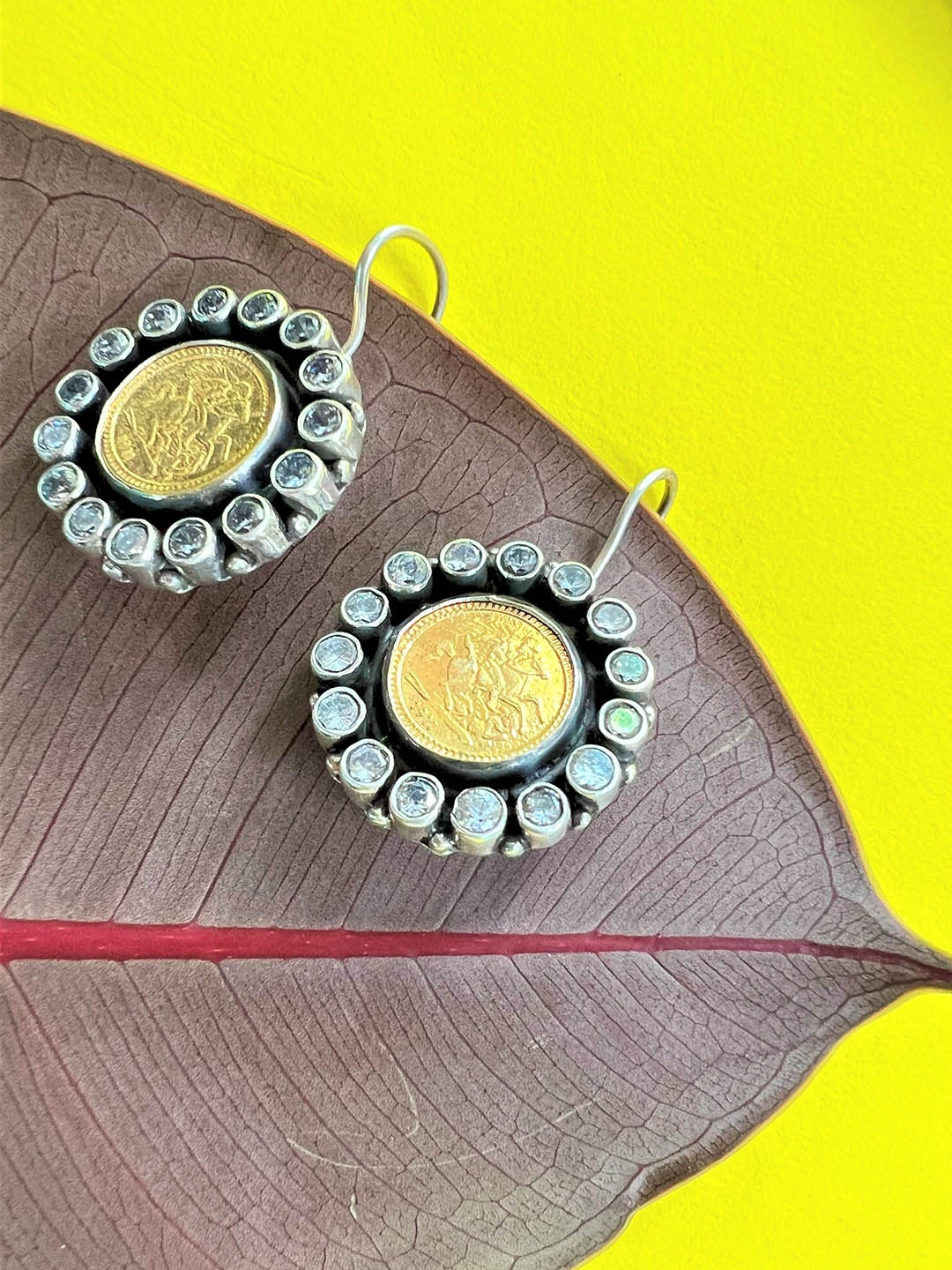 

Arte Jewels Silver-Plated Stone Studded Drop Earrings