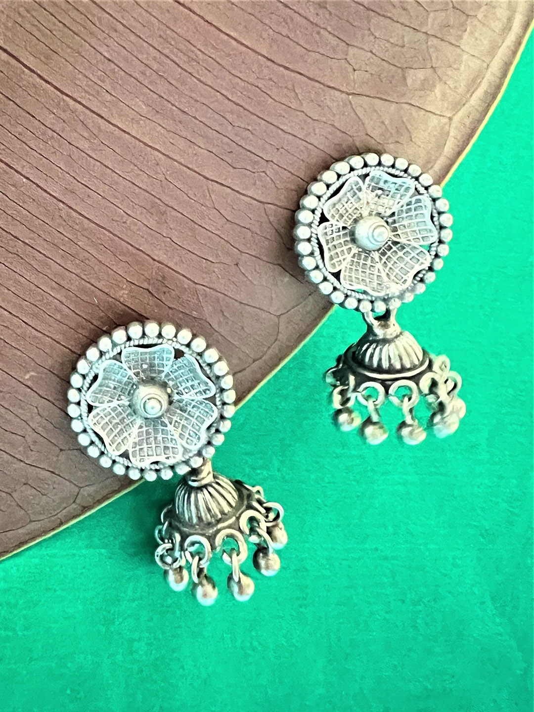 

Arte Jewels Contemporary Jhumkas, Silver