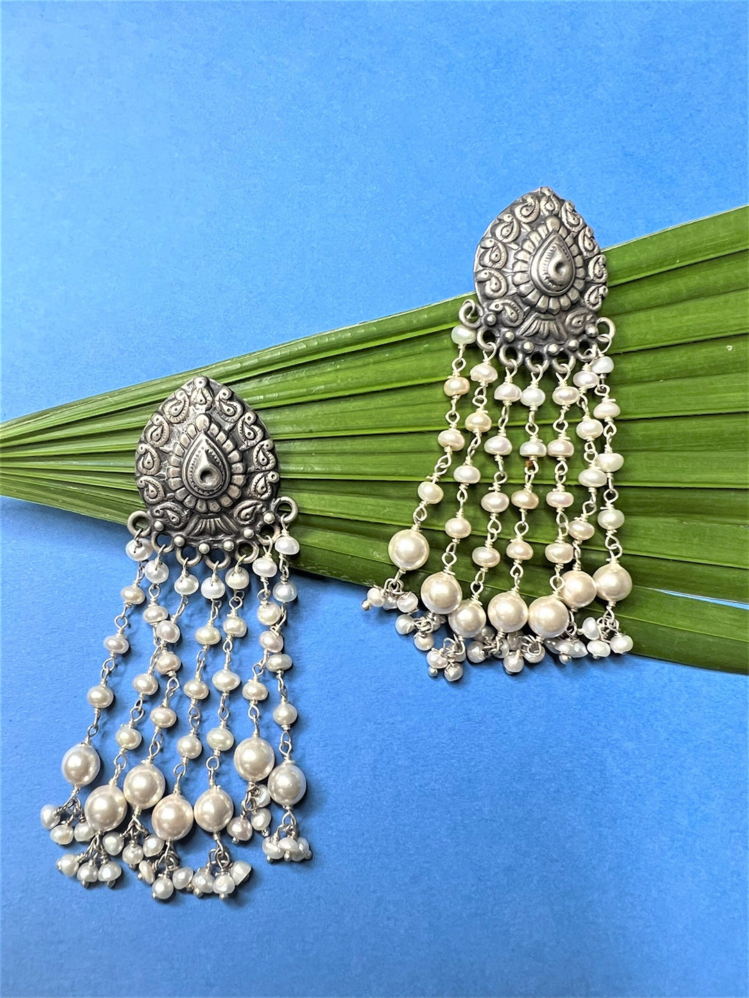 

Arte Jewels Silver-Plated Contemporary Jhumkas