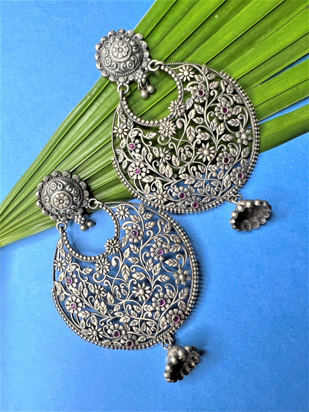 

Arte Jewels Contemporary Chandbalis Earrings, Silver