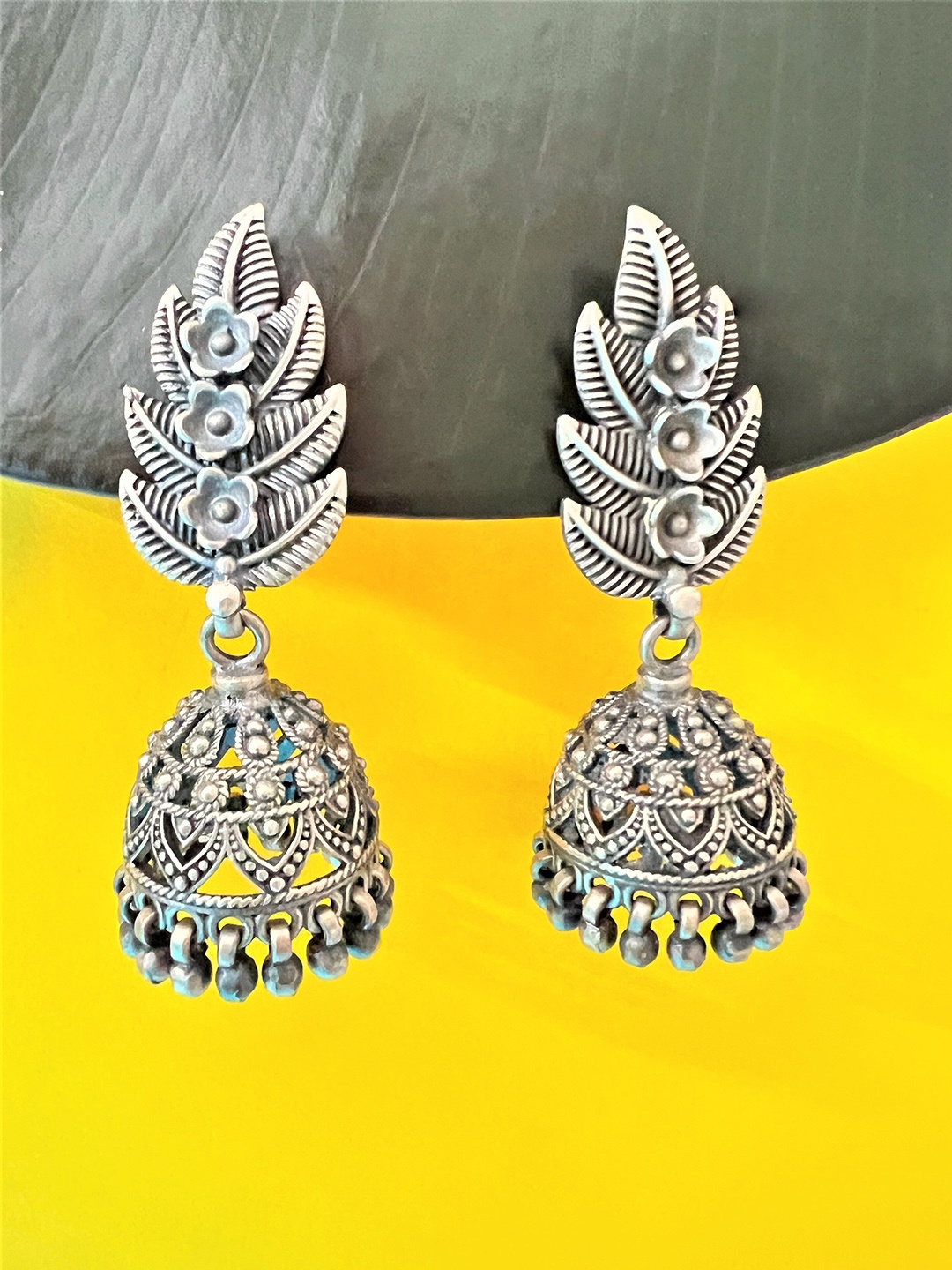 

Arte Jewels Contemporary Sterling Silver Jhumkas Earrings
