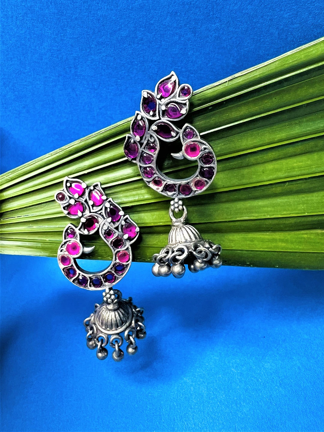 

Arte Jewels Studded Contemporary Sterling Silver Jhumkas