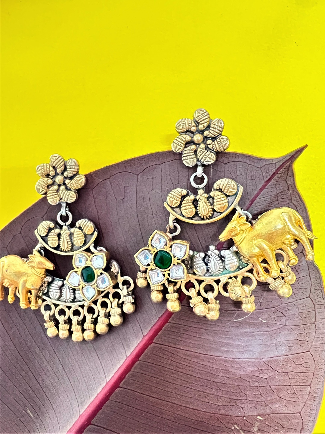 

Arte Jewels Studded Contemporary Sterling Silver Drop Earrings, Gold
