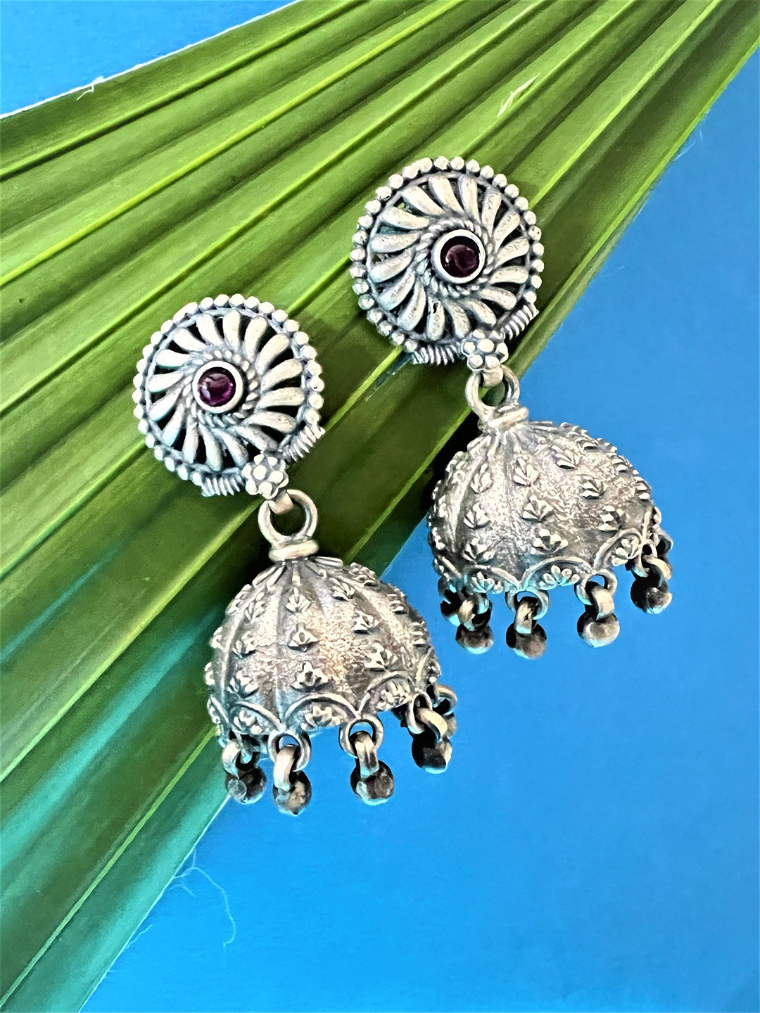 

Arte Jewels Contemporary Jhumkas Earrings, Silver