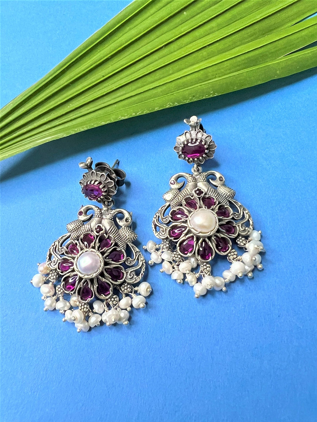 

Arte Jewels Studded Contemporary Sterling Silver Chandbalis