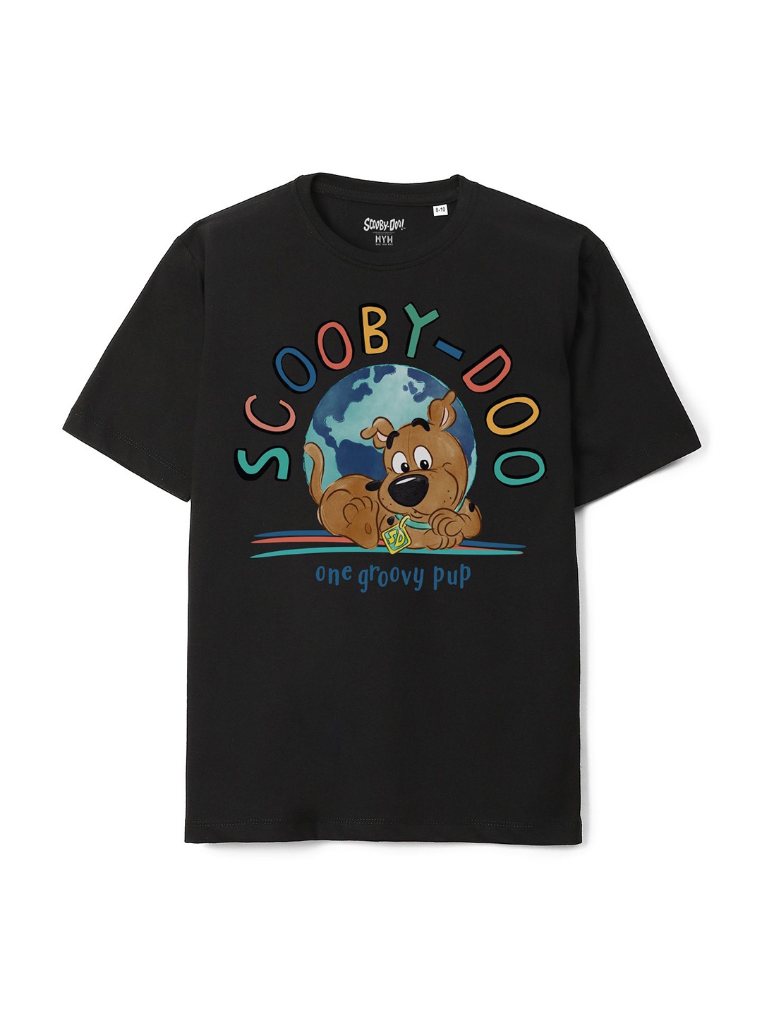 

Wear Your Mind Boys Scooby-Doo Printed Pure Cotton Oversized T-shirt, Black