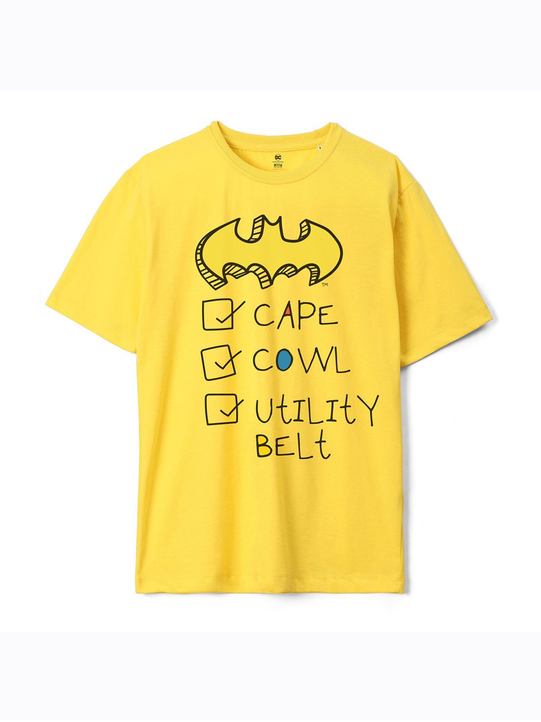 

Wear Your Mind Boys Batman Typography Printed Oversized T-shirt, Yellow