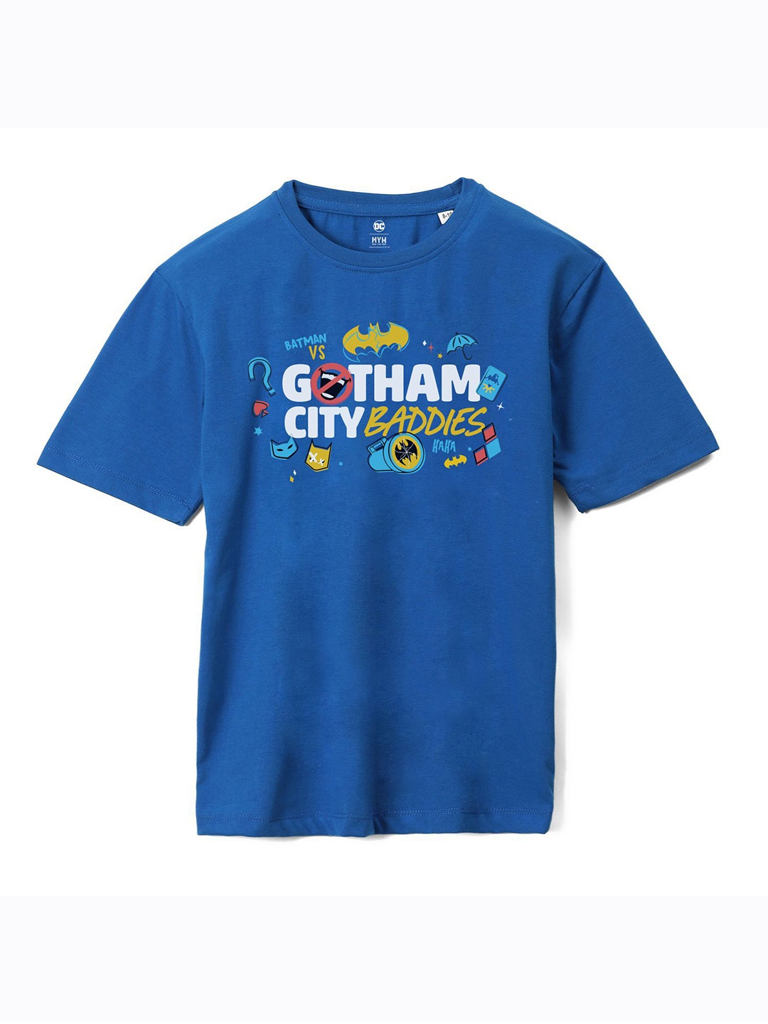 Wear Your Mind Boys Superhero Batman Printed Oversized Cotton T-shirt, Blue