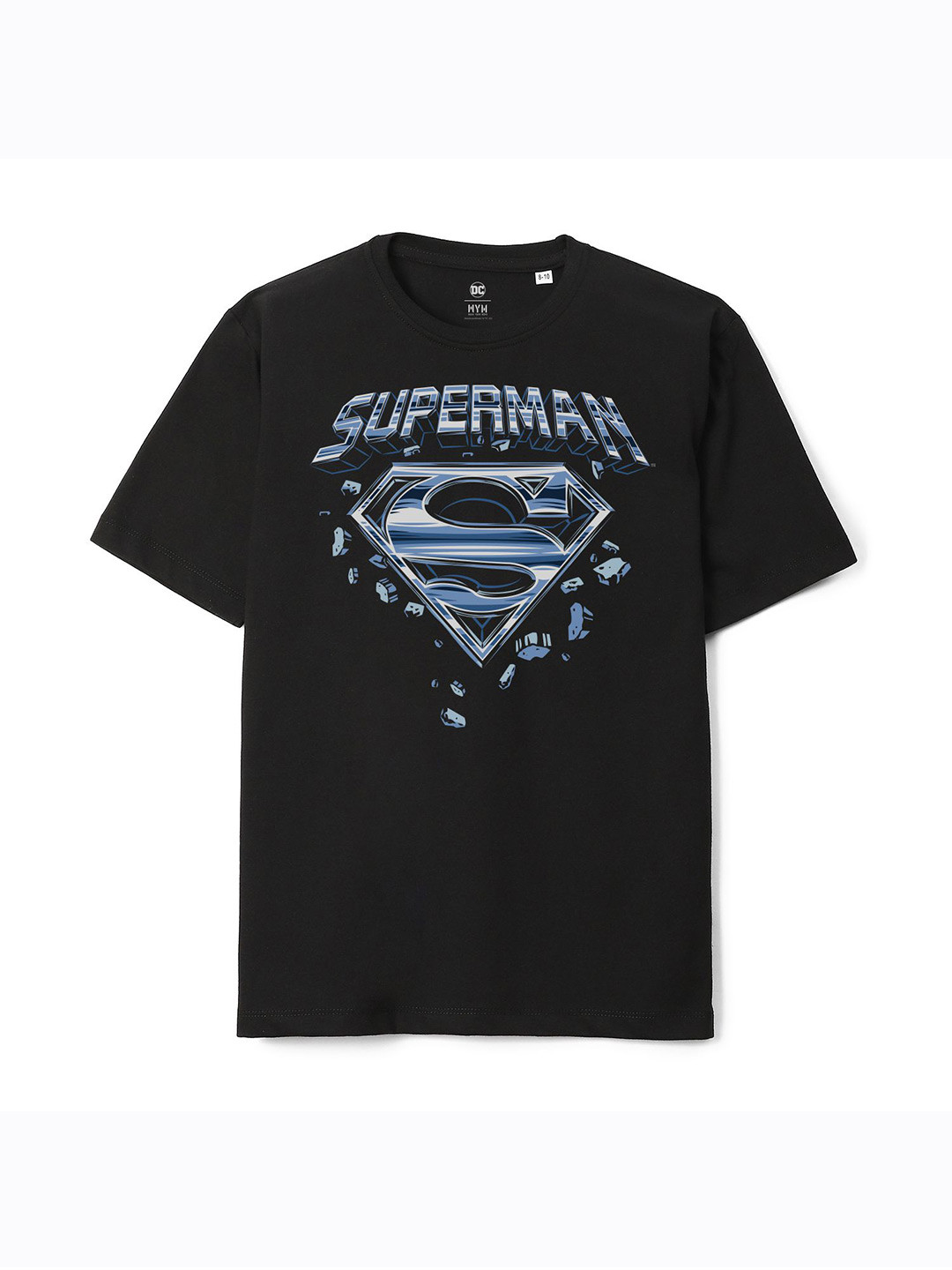 

Wear Your Mind Boys Superman Printed Round Neck Pure Cotton Oversized T-shirt, Black