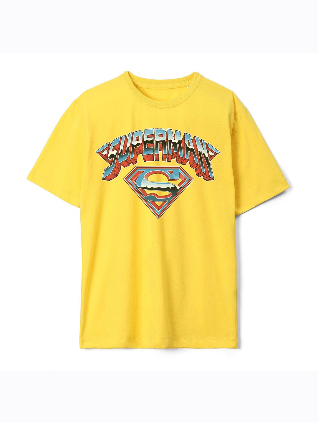 Wear Your Mind Boys Typography Superman Printed Pure Cotton T-shirt, Yellow
