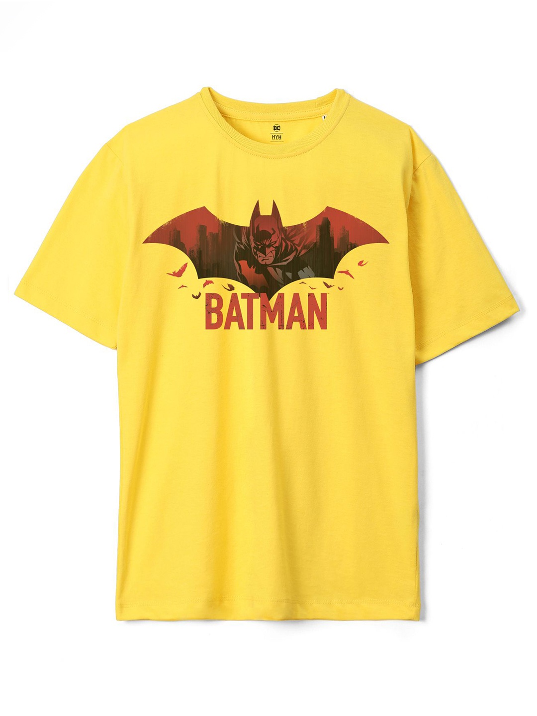 

Wear Your Mind Boys Batman Printed Loose T-shirt, Yellow