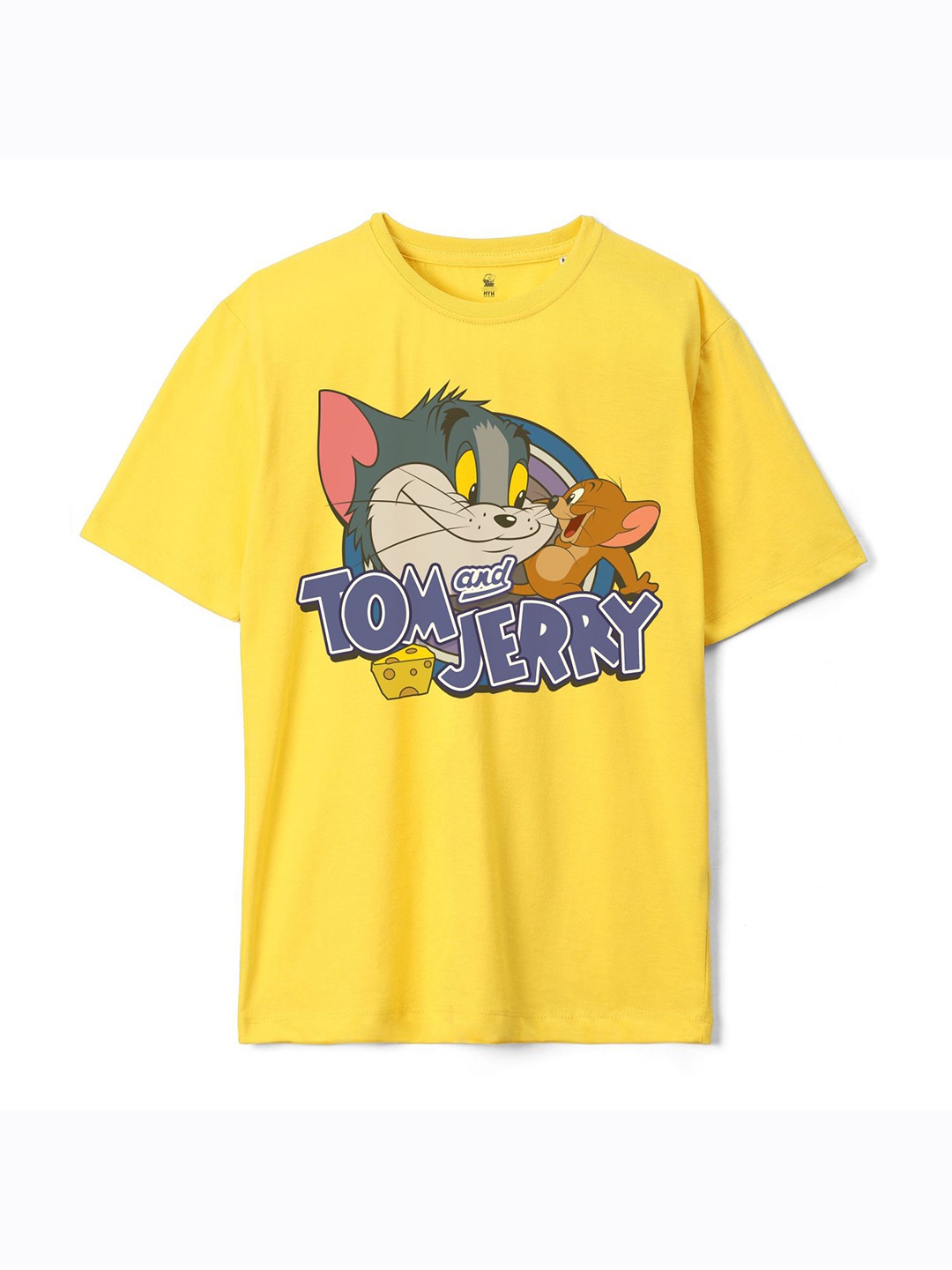 

Wear Your Mind Boys Humour and Comic Graphic Tom& Jerry Printed Oversized Cotton T-shirt, Yellow