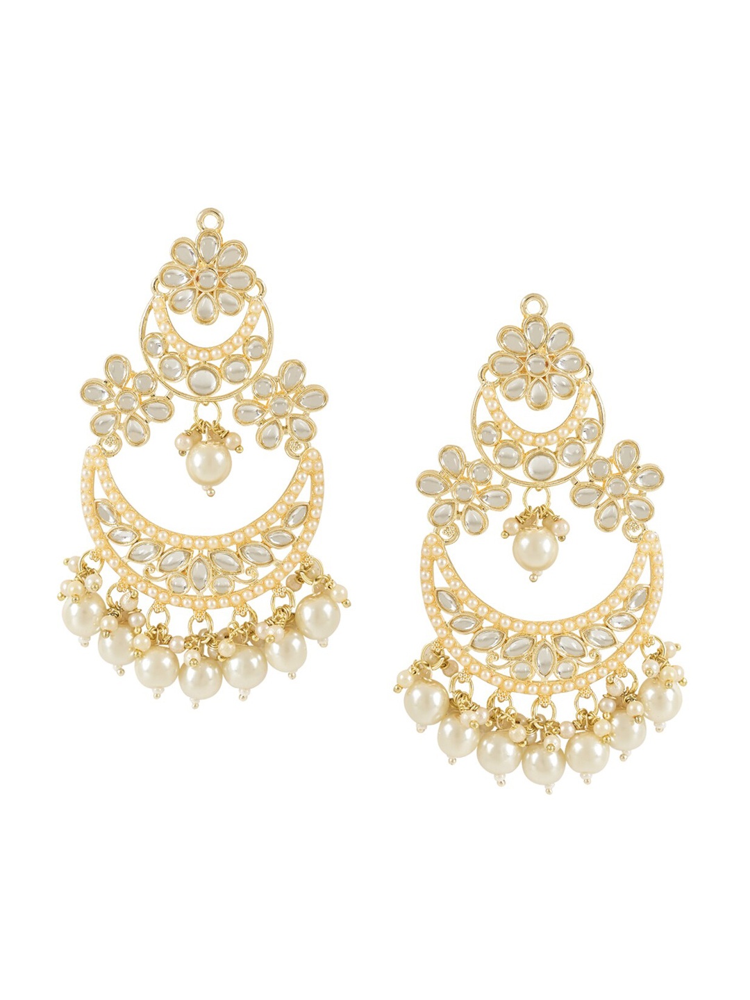 

I Jewels Gold-Plated Kundan Chandbalis Earrings, White