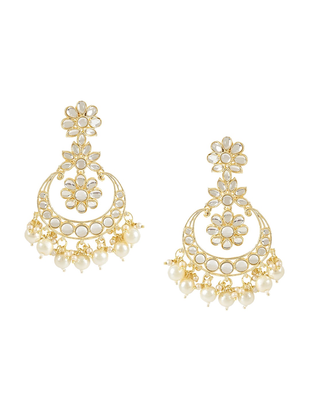

I Jewels Contemporary Chandbalis Earrings, White