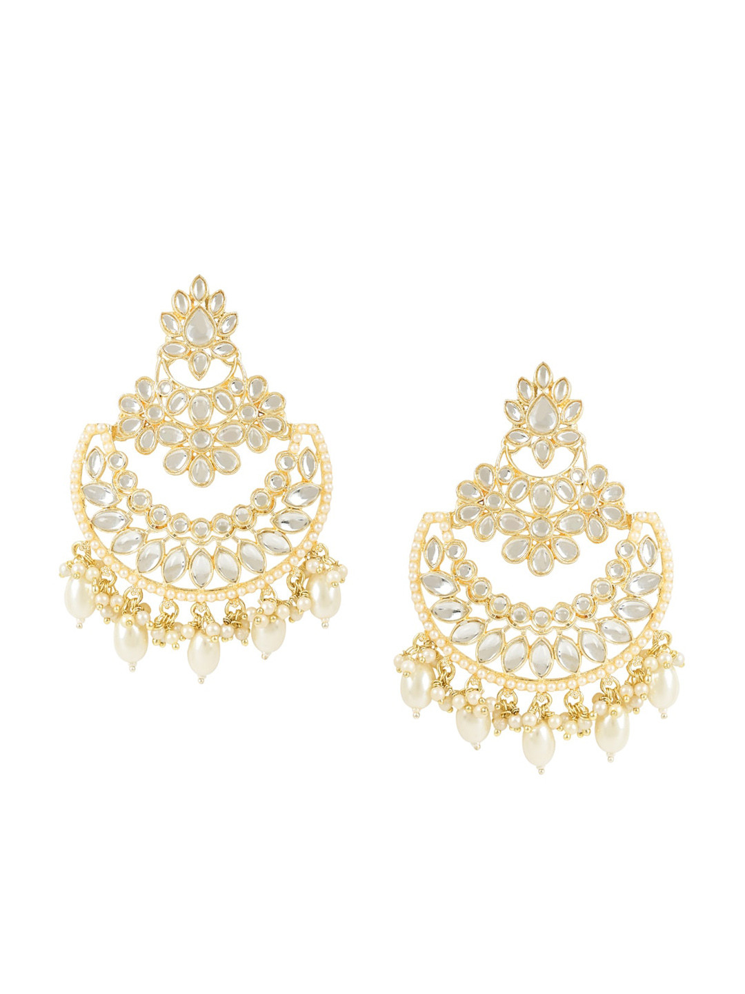 

I Jewels Contemporary Chandbalis Earrings, White