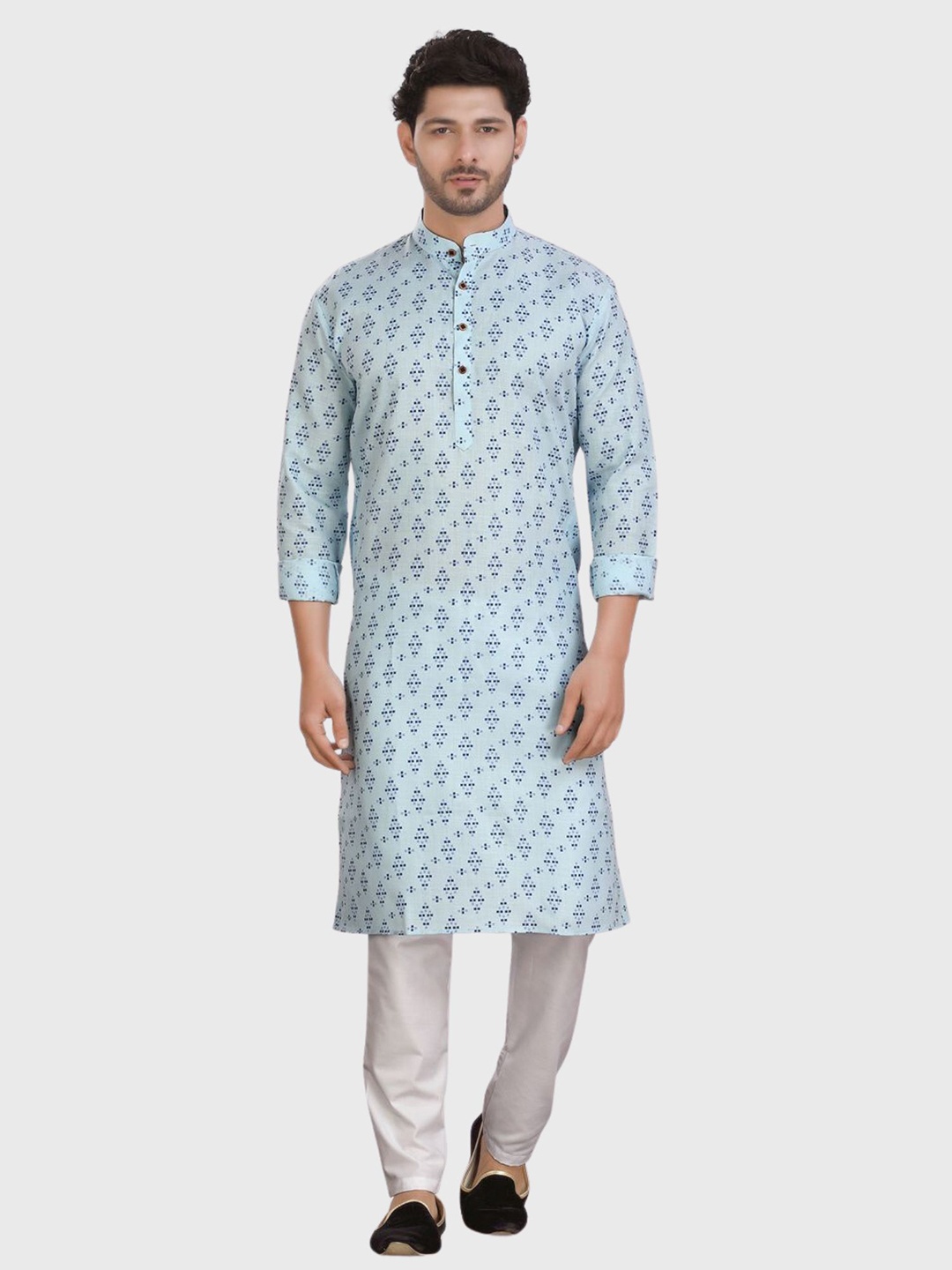 

SHIWAM ETHNIX Geometric Printed Kurta With Pyjamas, Blue