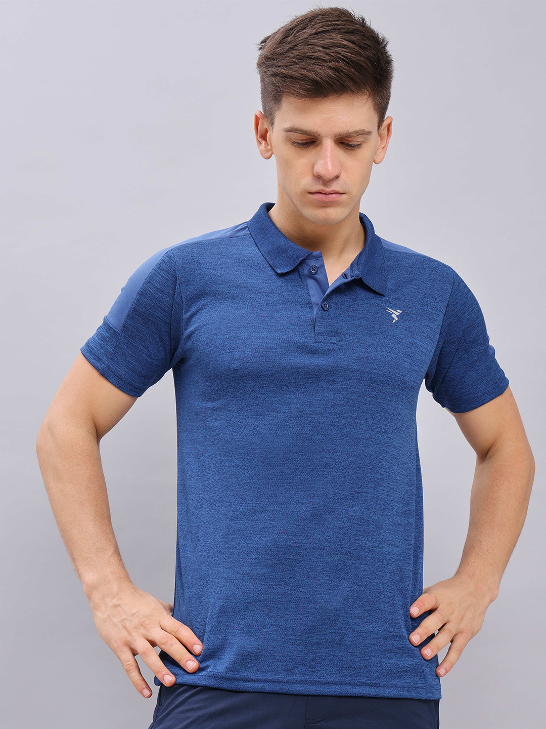 

Technosport Antimicrobial Polo Collar Slim Fit Training or Gym T-shirt, Blue