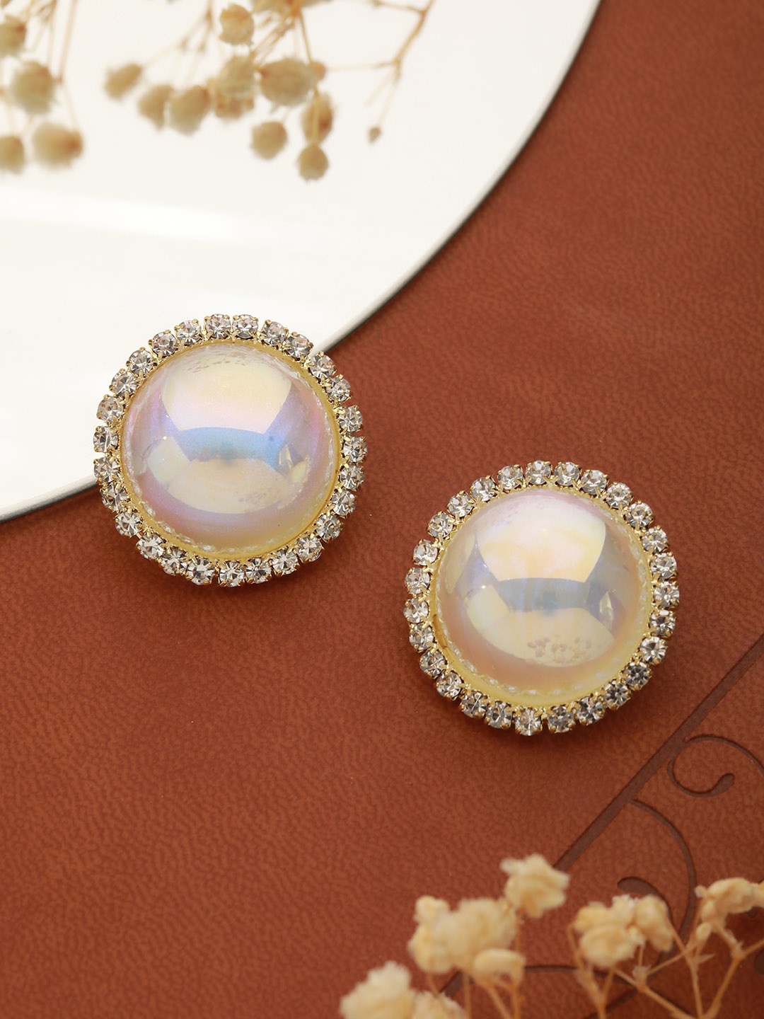 

Priyaasi Gold-Plated Pearl Contemporary Stud Earrings, White
