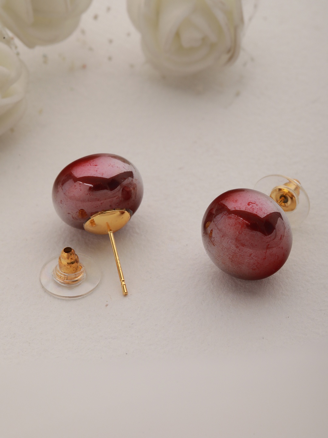 

Priyaasi Geometric Pearl Studs Earrings, Burgundy