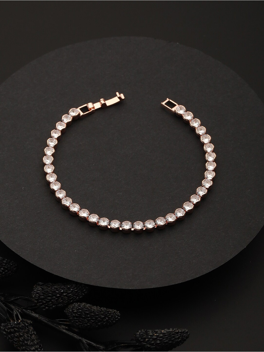 

Priyaasi Rose Gold-Plated AD Link Bracelet