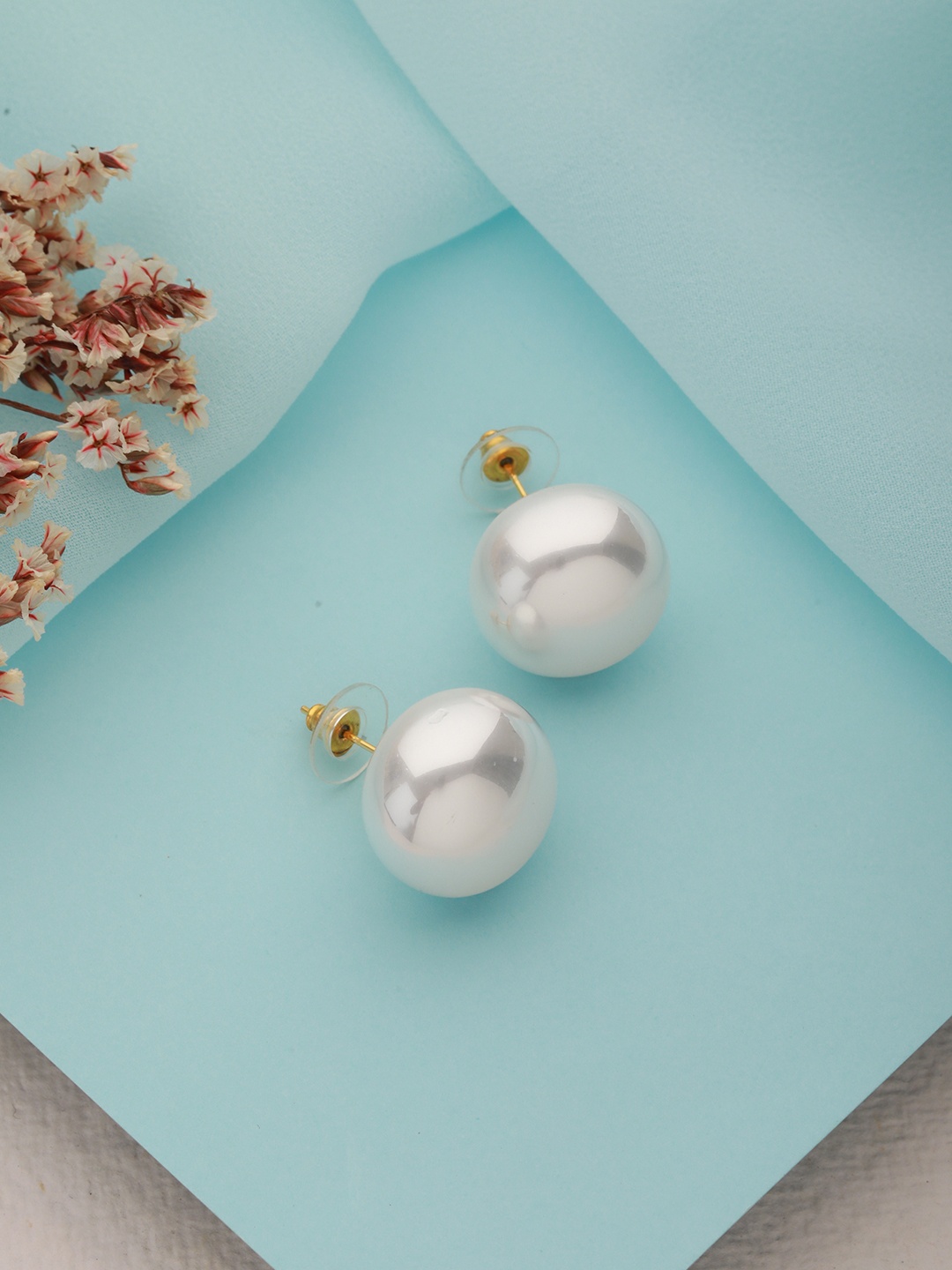 

Priyaasi White Pearl Contemporary Studs Earrings