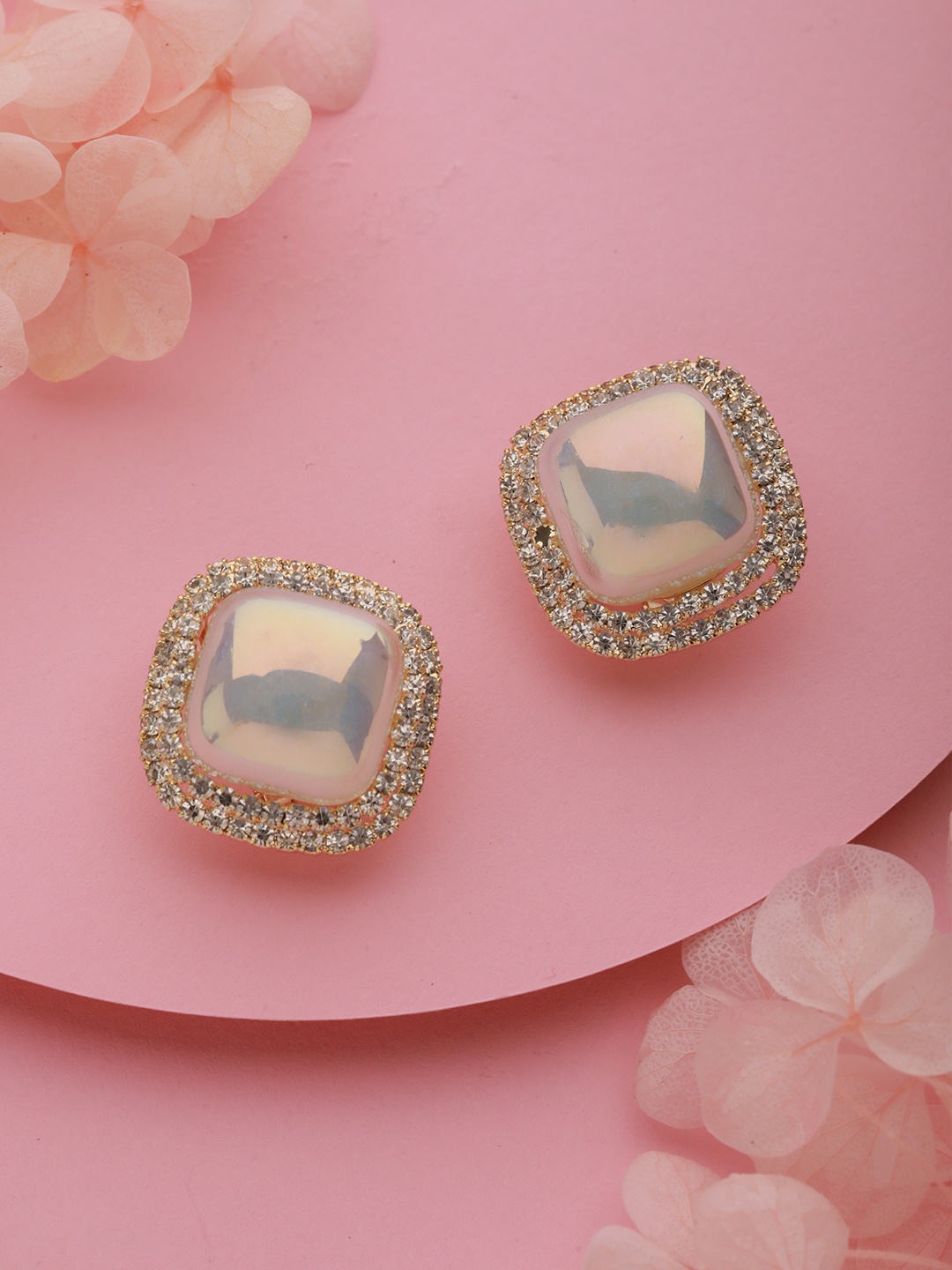 

Priyaasi White Pearl Contemporary Studs Earrings