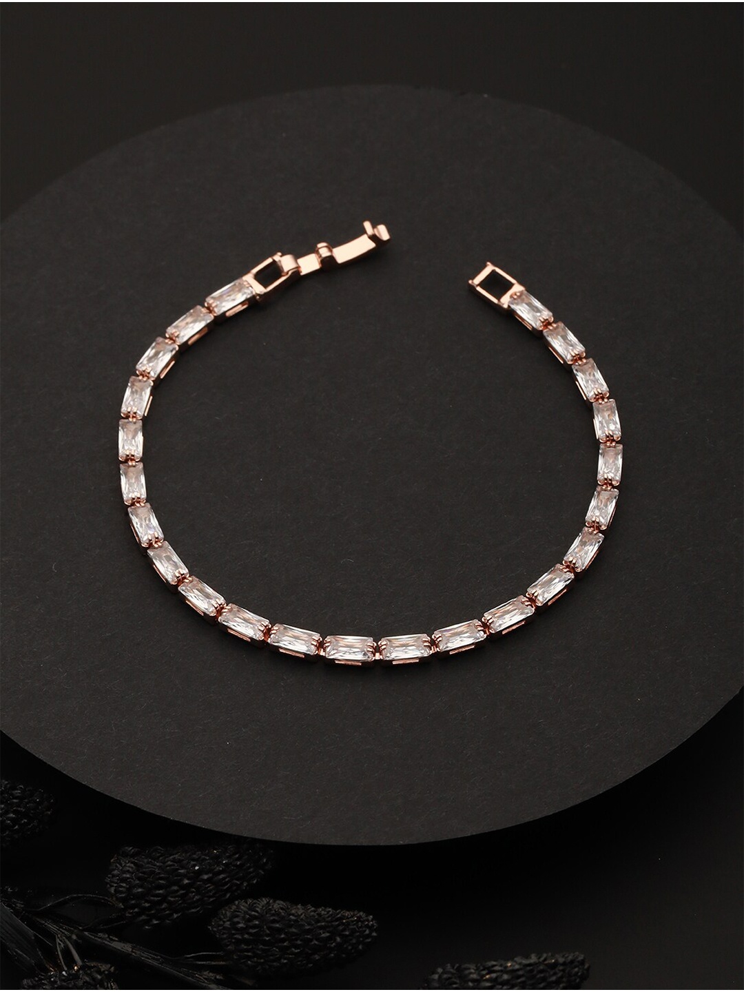 

Priyaasi Rose Gold-Plated AD Link Bracelet