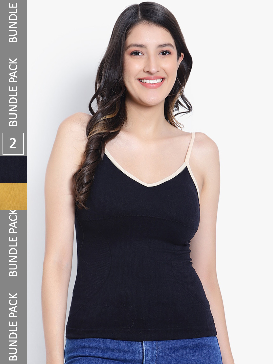 

PARKHA Pack Of 3 Lightly Padded Camisole, Black