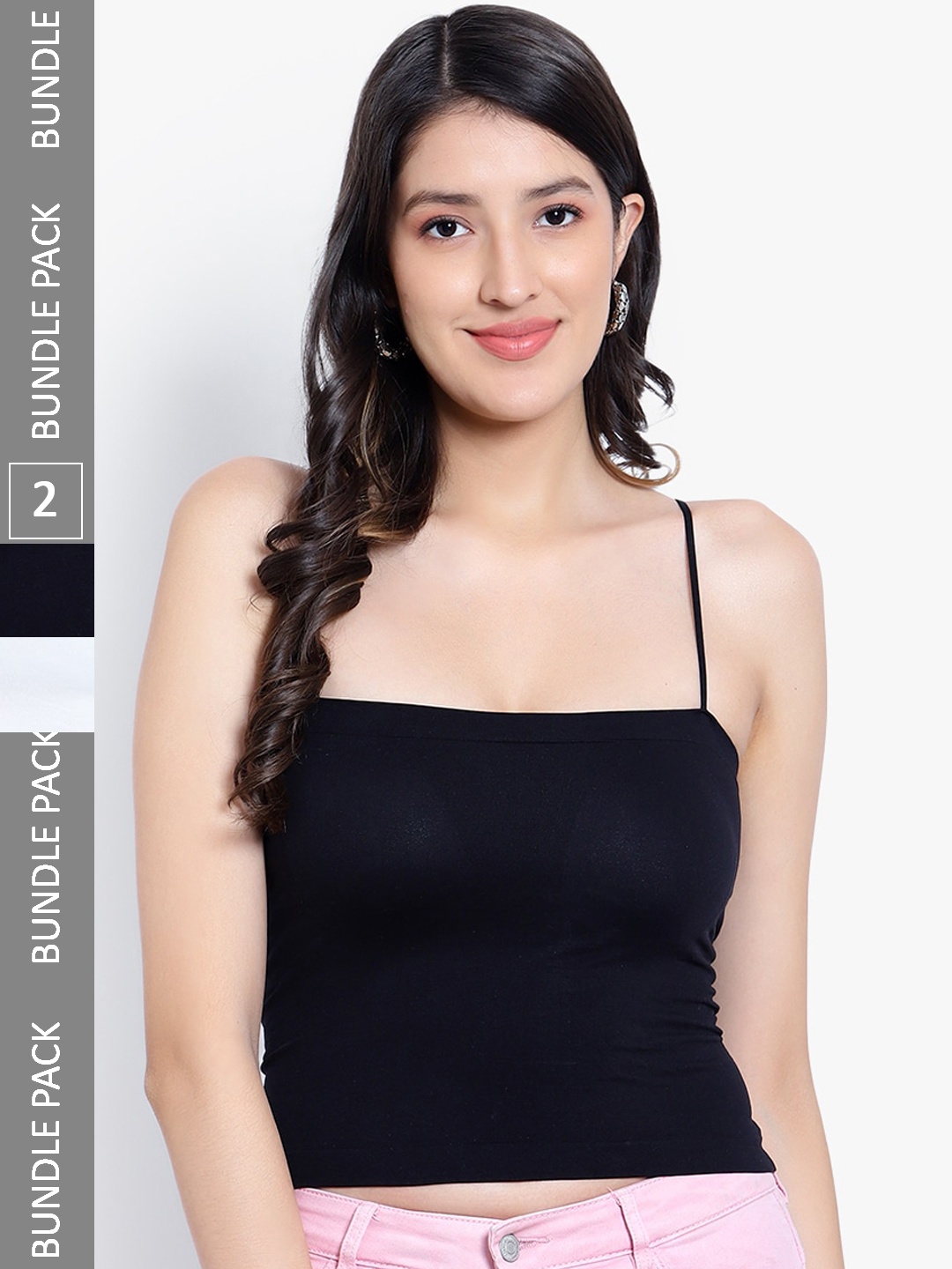 

PARKHA Pack Of 2 Lightly Padded Camisoles, Black