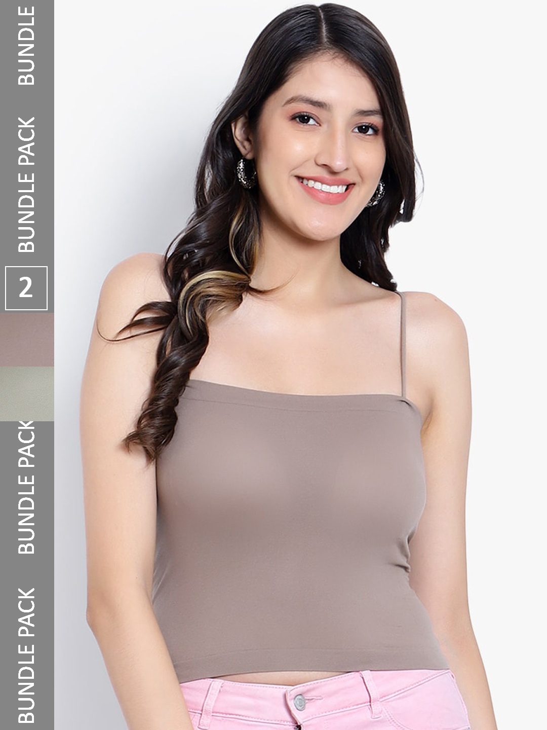 

PARKHA Pack Of 2 Lightly Padded Camisoles, Taupe