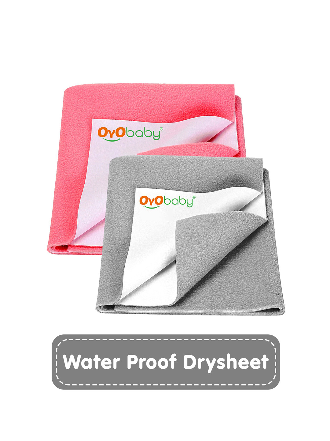 

OyO Baby Pack of 2 Grey & Salmon Rose Waterproof Dry sheet Polycotton Mattress Protector